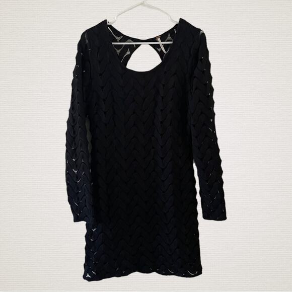 Free People Bodycon Mini Dress Women Large Black Witchy Sexy Goth Edgy Witchcore - Picture 1 of 13